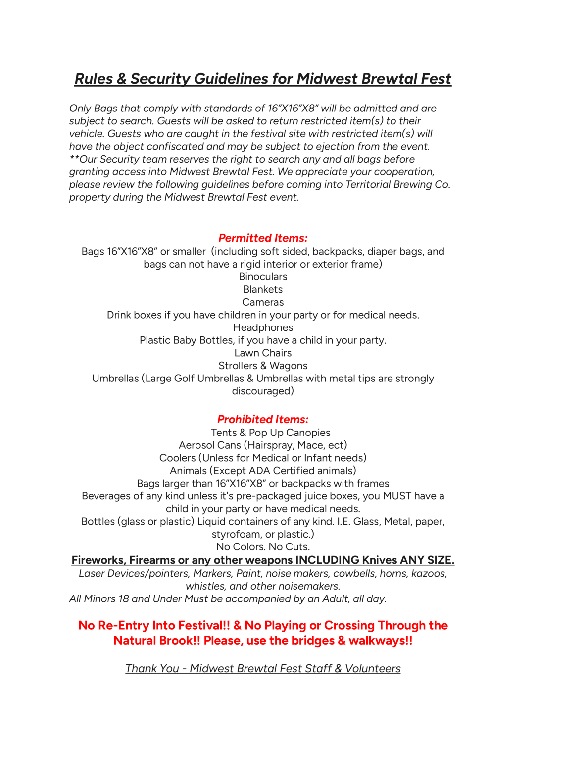 Rules For Events Event Rules – Midwest Brewtal Fest